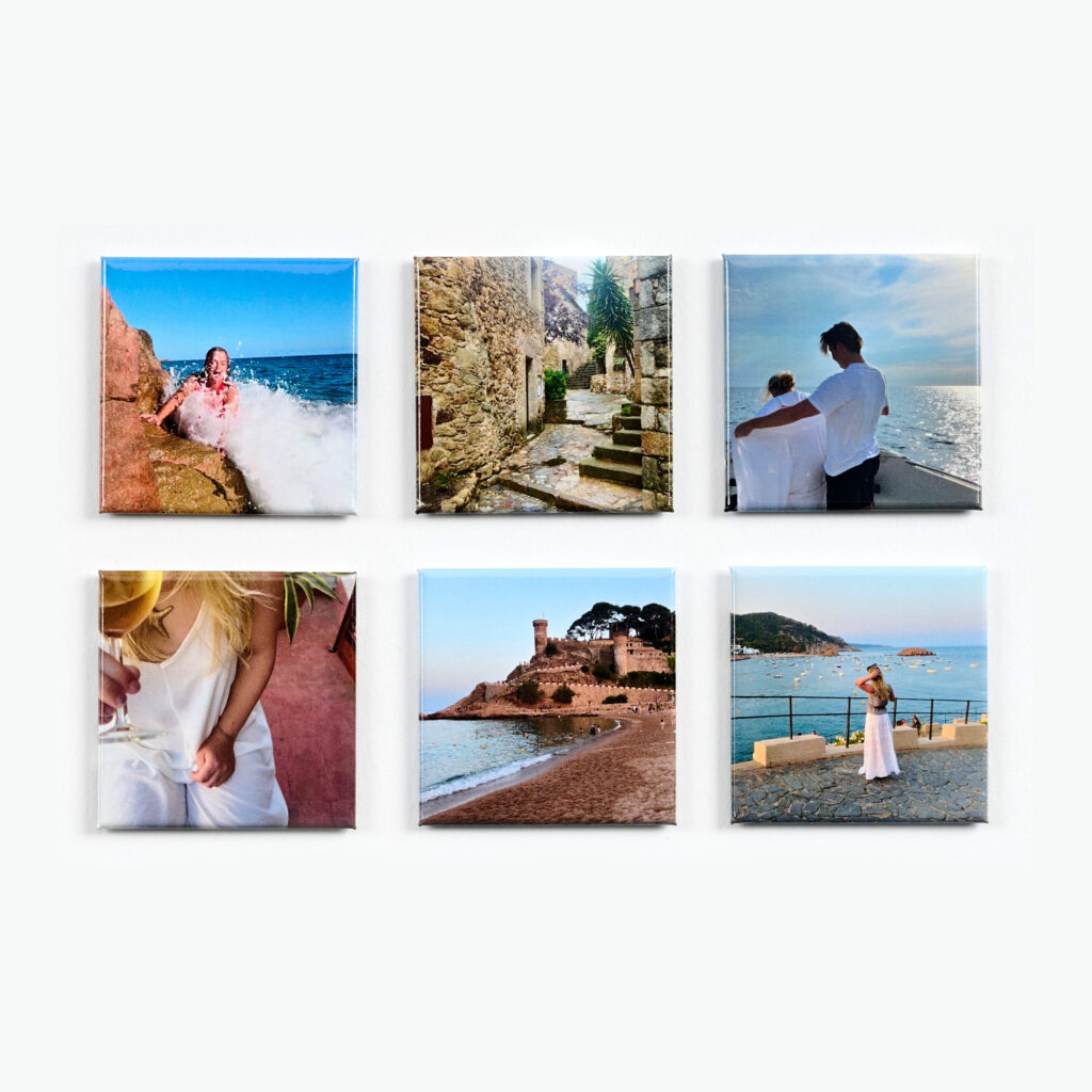 Set av fotomagneter med familjebilder