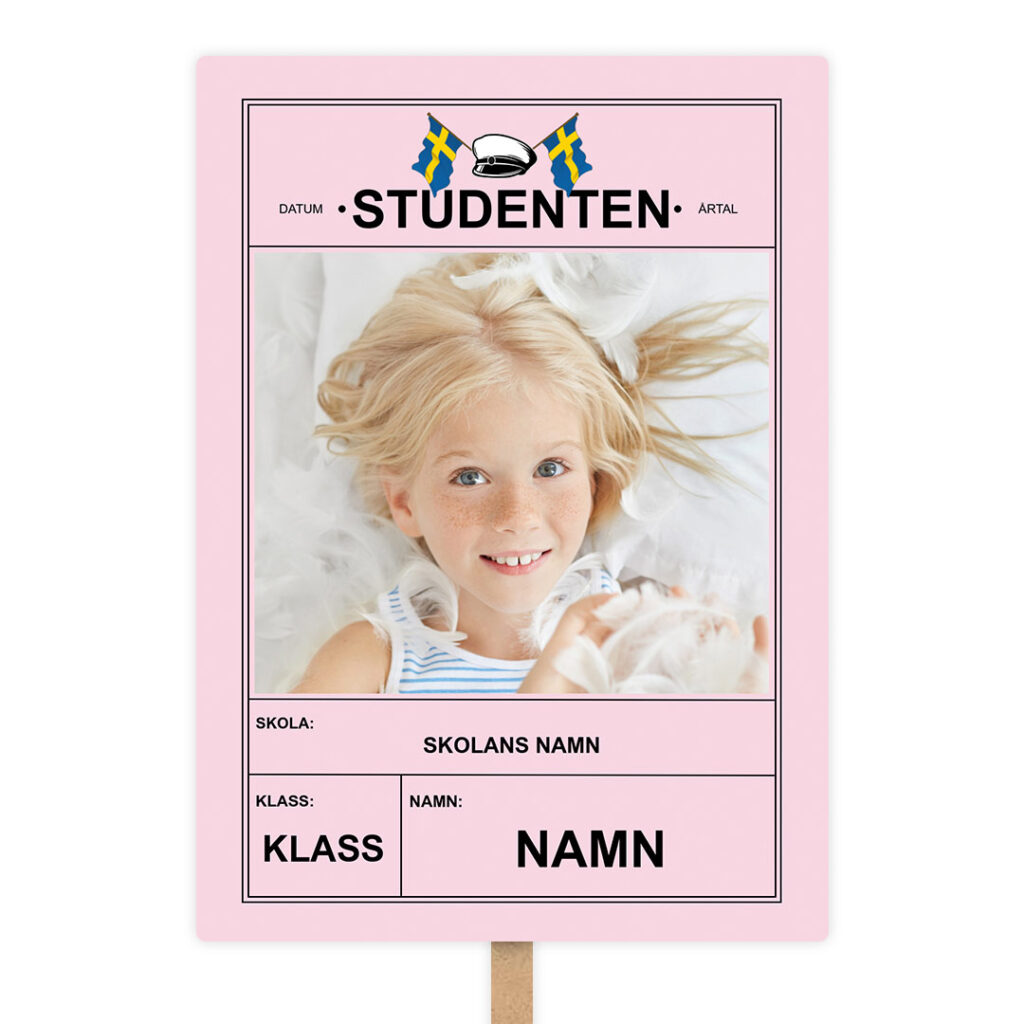 rosa klassisk studentskylt