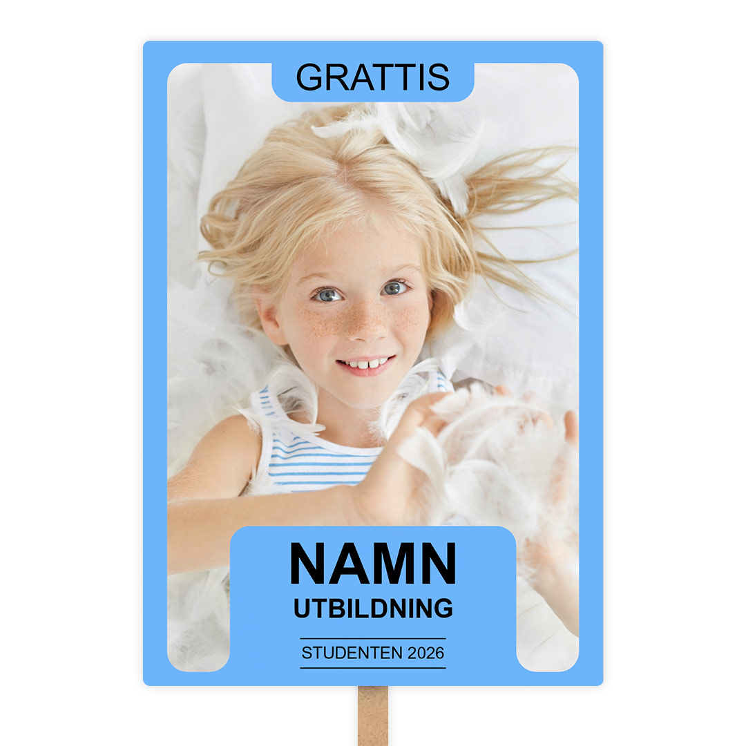 Blå student skylt