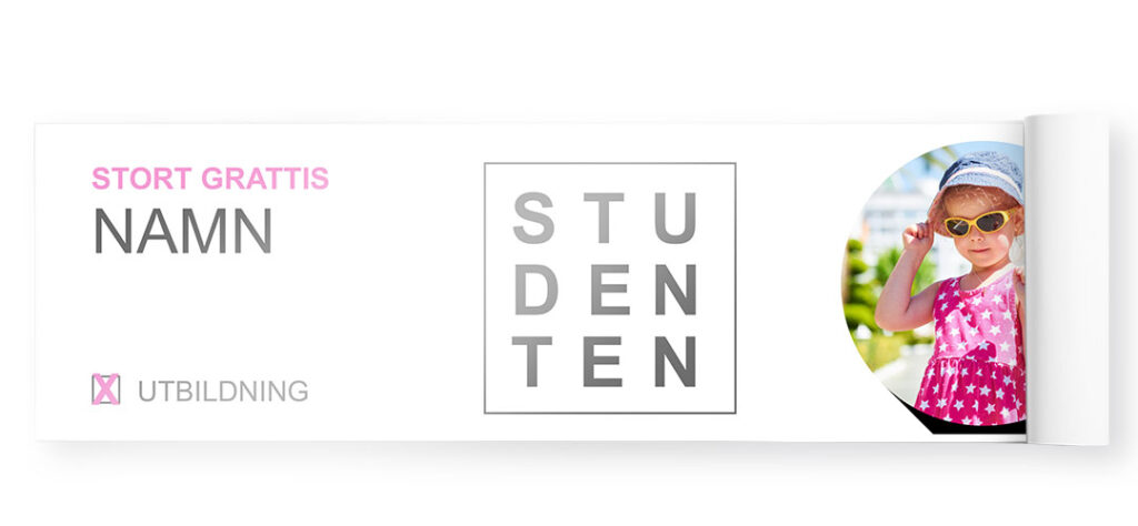 designad banderoll till studenten